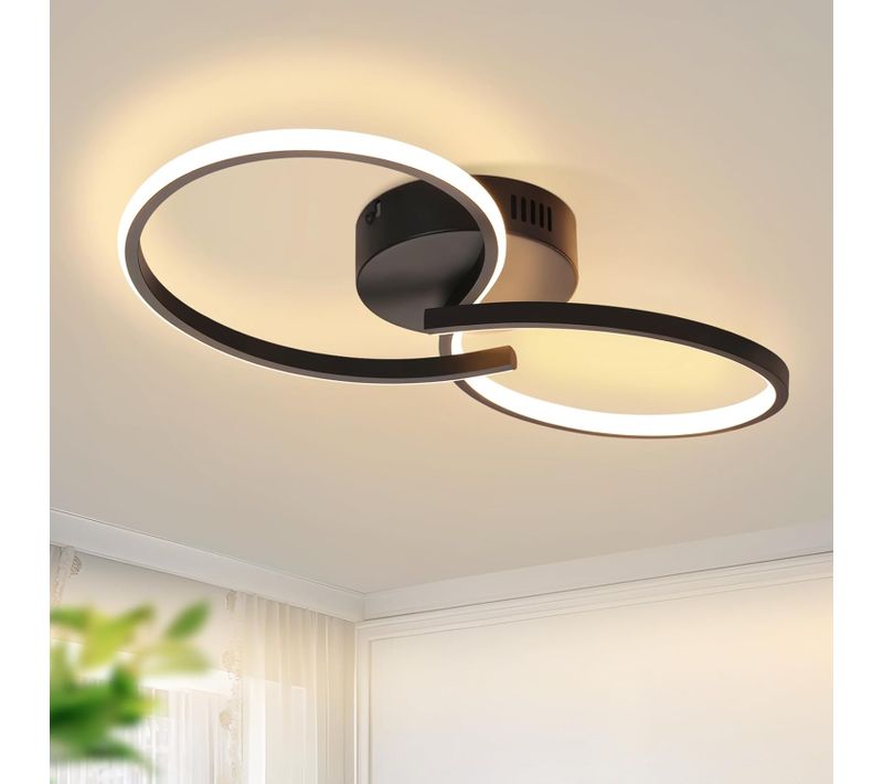 Plafonnier LED Salon Moderne Noir 12w Intérieur 3000k LED Blanc Chaud