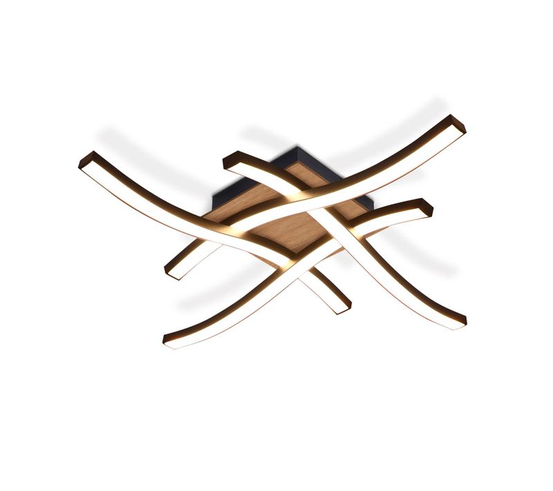 Plafonnier LED Salon Bois Noir Ondulé Moderne Plafonnier Blanc Chaud