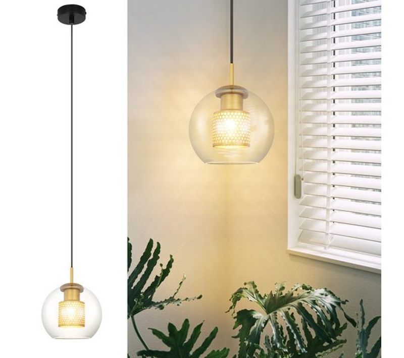 Suspension Salle à Manger 1 Flamme Moderne 150cm E27 Verre Lampe à Suspendre Couloir Transparent