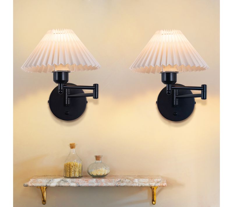 Appliques Murales D'intérieur Pour Escaliers E27 Tissu Blanc Abat-jour Vintage