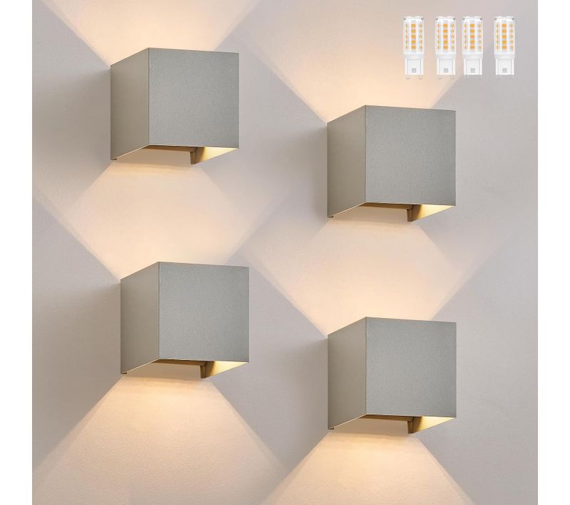 Applique Murale 4er LED Intérieur G9 Extérieur : Applique Murale Extérieure Lampe Up Down Gris