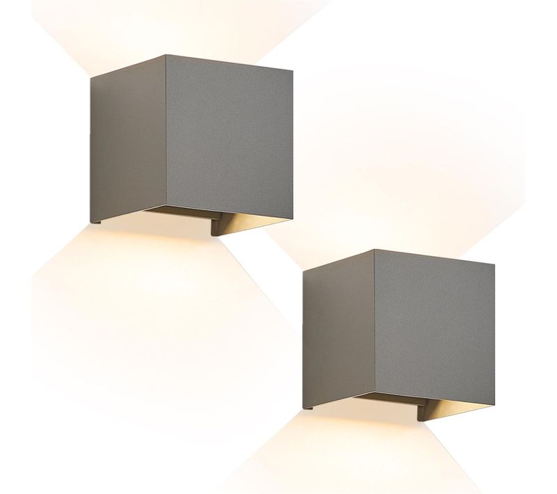 Applique Murale 2er LED Intérieure Lampe De Couloir Intérieure Applique Extérieure Étanche Gris