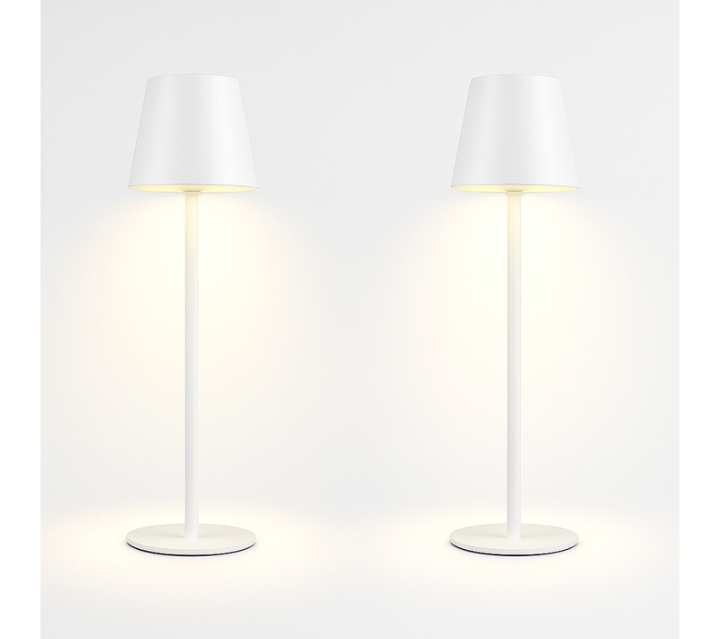 Lampe de Table LED Lot de 2 Blanche USB Lampe de chevet Sans Fil Dimmable Ip54 Métal Design Moderne