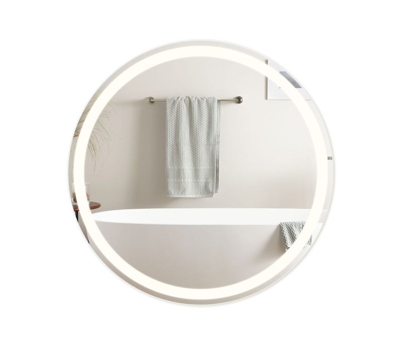 Miroir De Salle De Bain 60 cm Avec Fonction Antibuée Ip44 Rond Blanc Gradable