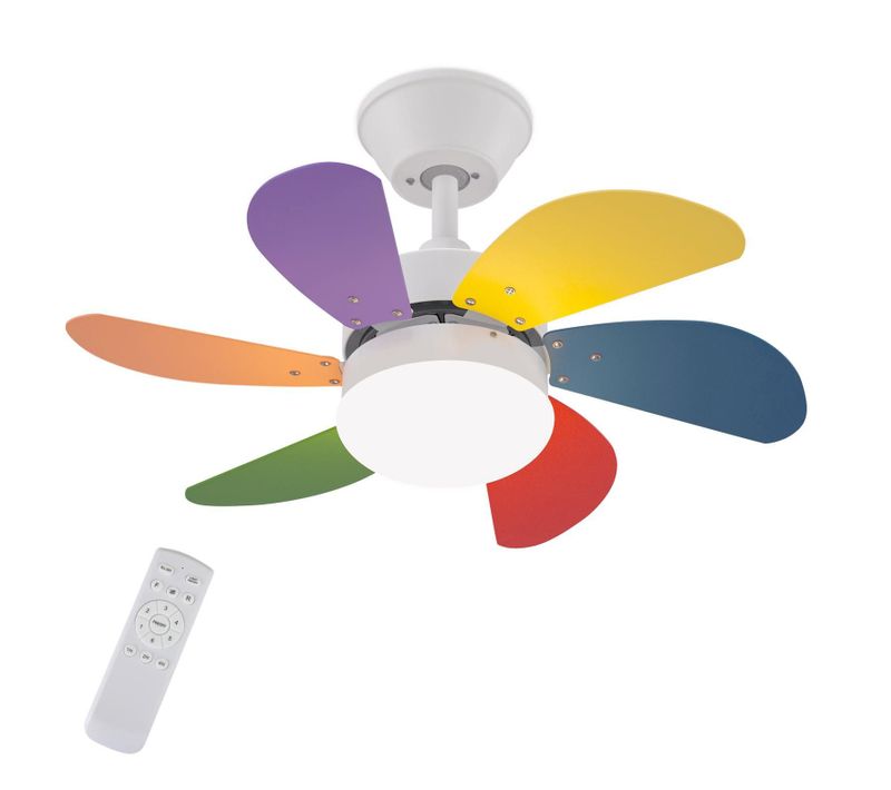 Ventilateur De Plafond 6 Pales Coloré Ø75cm Télécommande Silencieux Été/hiver