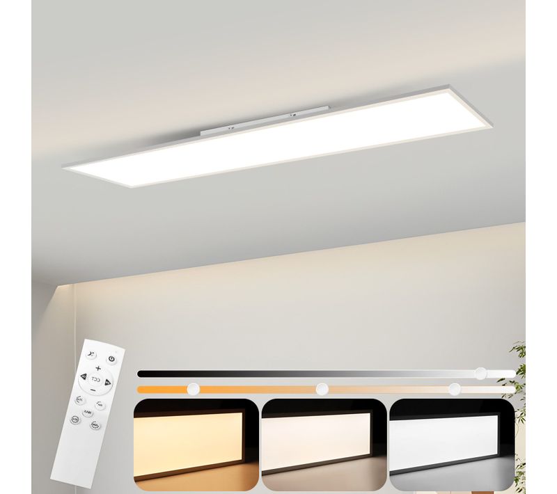 Plafonnier LED Dimmable Noir/blanc Avec Télécommande Pour Bureau Et Salon