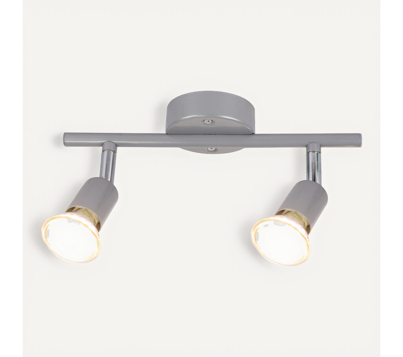 Spot De Plafond 2 Flammes Gu10 Moderne Argenté Couloir Ampoule Incluse