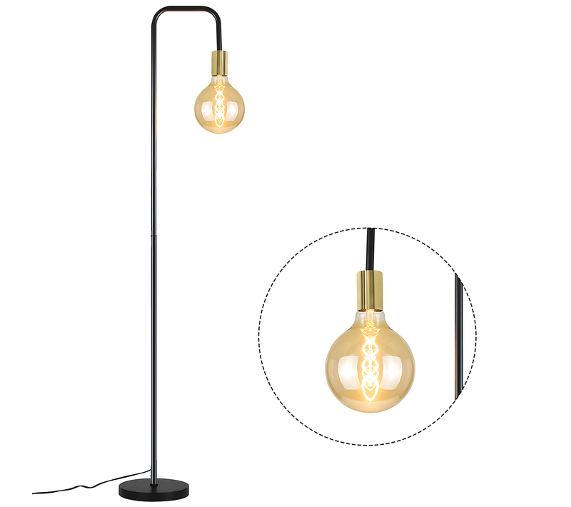 Lampadaire Rétro Noir Vintage Avec Interrupteur à Pied E27 - Lampe Industrielle lampadaire salon