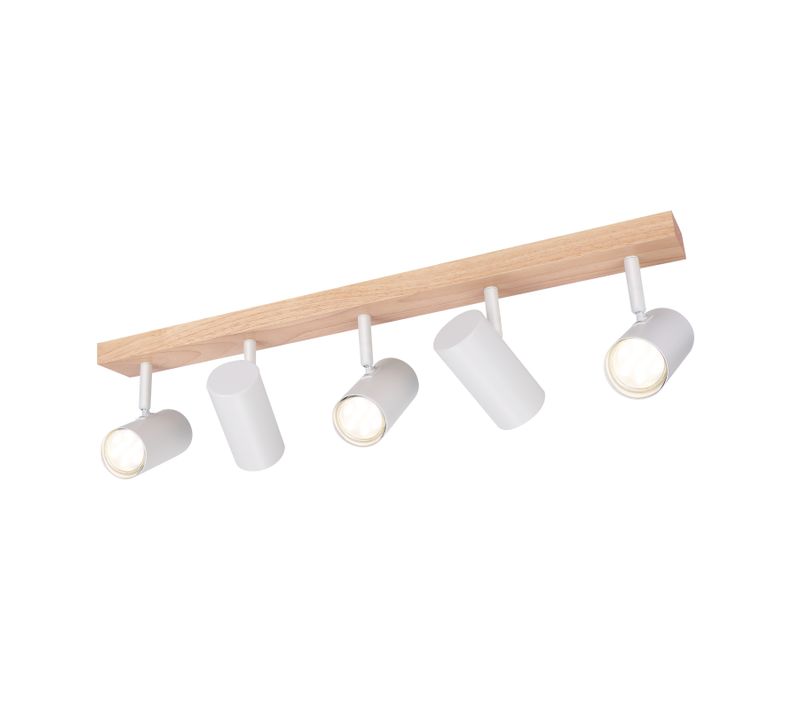 Spot 5 Flammes Bois Blanc Gu10 Pour Chambre Couloir