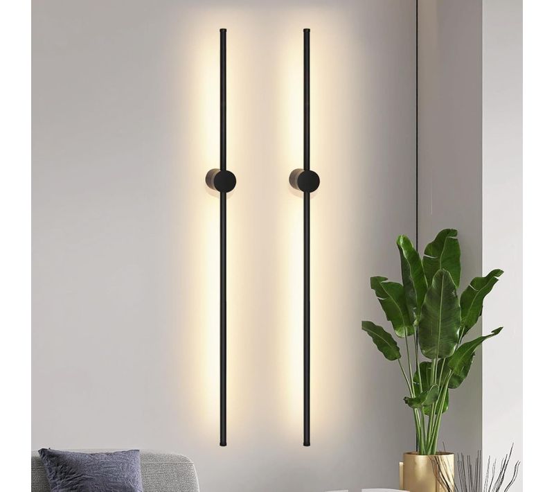 Applique Murale LED Intérieur Noir Moderne 100cm - Pack De 2