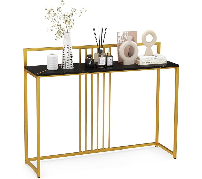 Table Console, Console Meuble Entrée, Design Géométrique Moderne, 120 X 32 X 89 Cm (noir)
