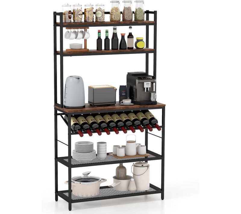 Étagère De Cuisine à 6 Niveaux,style Industriel, Pour Cuisine, Salle à Manger, Marron Rustique