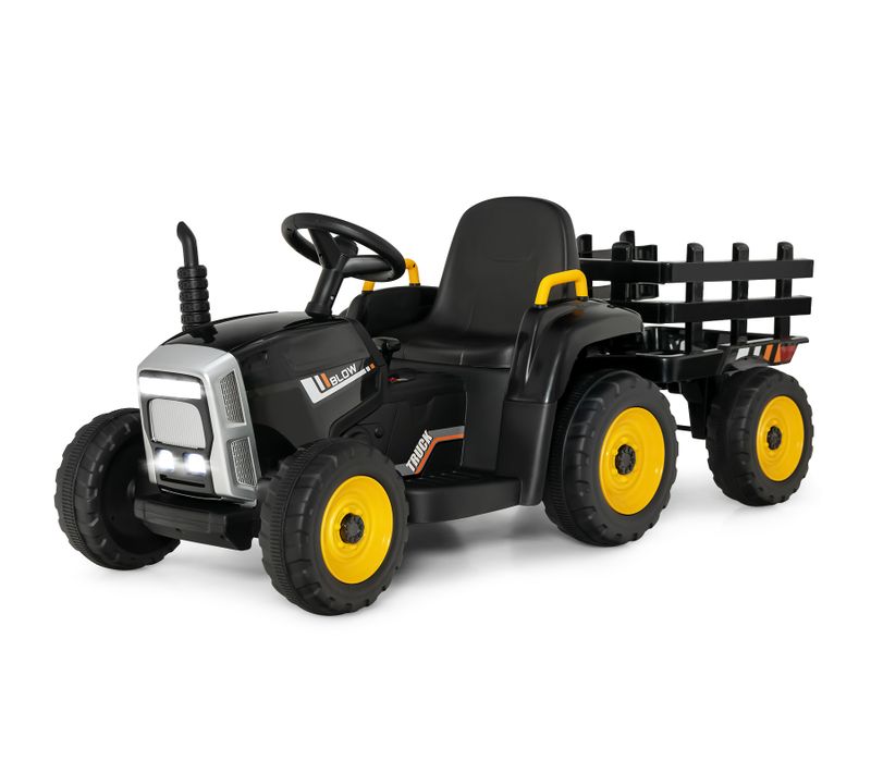Tracteur Avec Remorque Electrique Pour Enfants 12 V Avec Télécommande 2,4g - 3 Vitesses (noir)