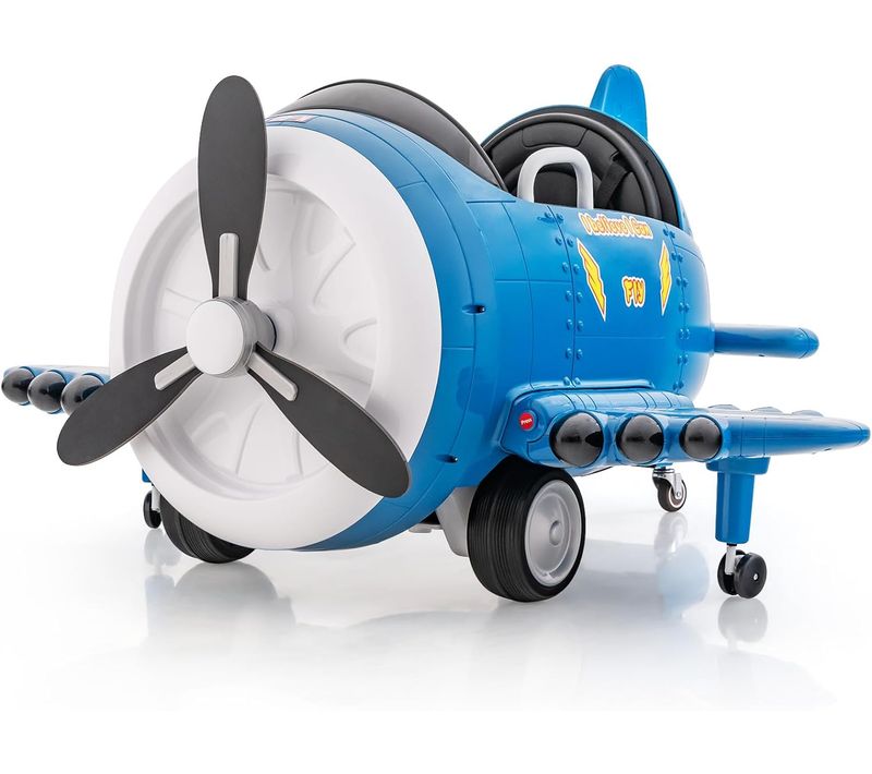Voiture Electrique Enfants En Forme Avion Avec Hélice Rotative Et Télécommande, Véhicule (bleu)