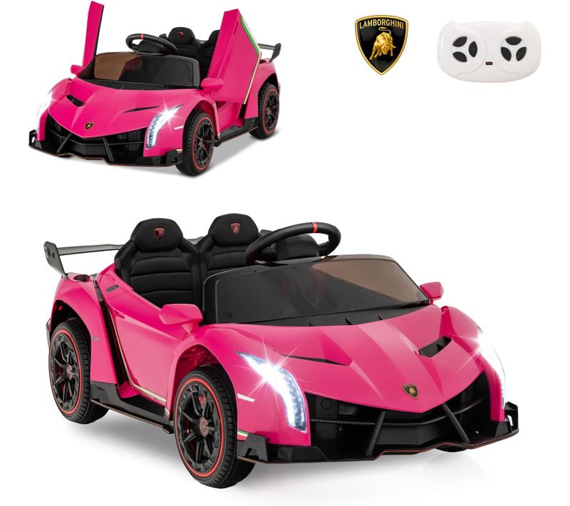 12v Lamborghini Voiture Electrique Enfants Avec Télécommande 2,4g, Charge 30kg Pour 3-8 Ans (rose)