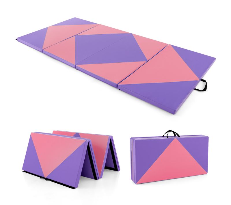 Tapis De Gymnastique Pliable Epais 240x117x5cm, Matelas D'entrainement En Mousse(rose)