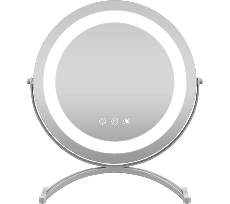 Miroir Sur Pied Maquillage Dia.30 Cm,fonction Mémoire, Support En Métal, Miroir Coiffeuse