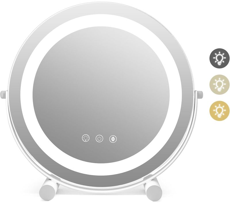 Miroir Sur Pied Maquillage 30 Cm, Fonction Mémoire, Support En Métal, Miroir Coiffeuse