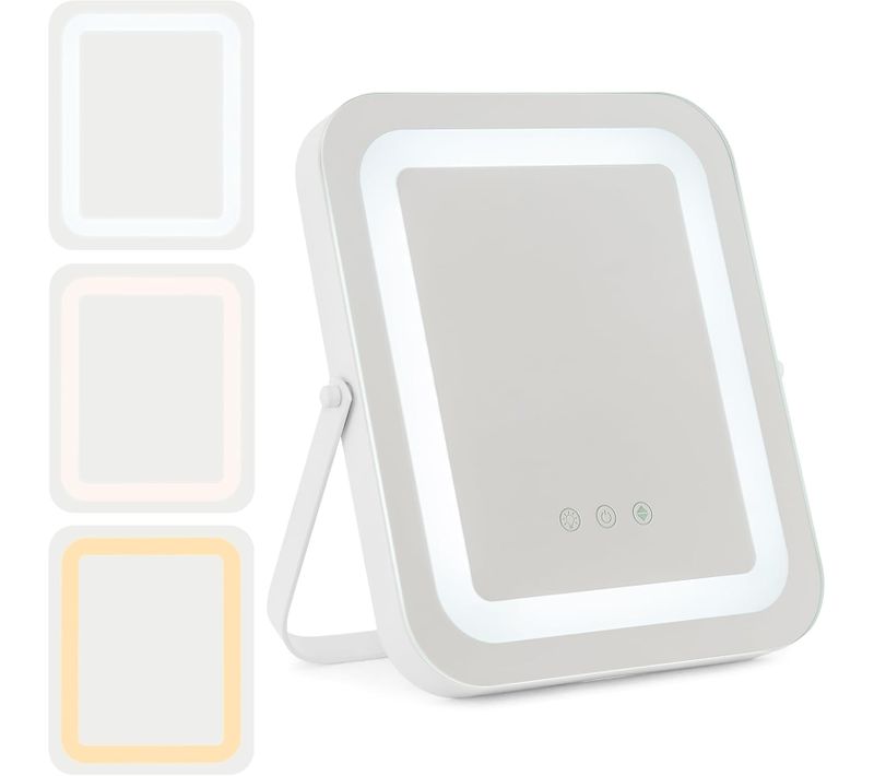 Miroir Sur Pied Maquillage Carré 25x30cm, Miroir Lumineux , Miroir Coiffeuse Pour Chambre