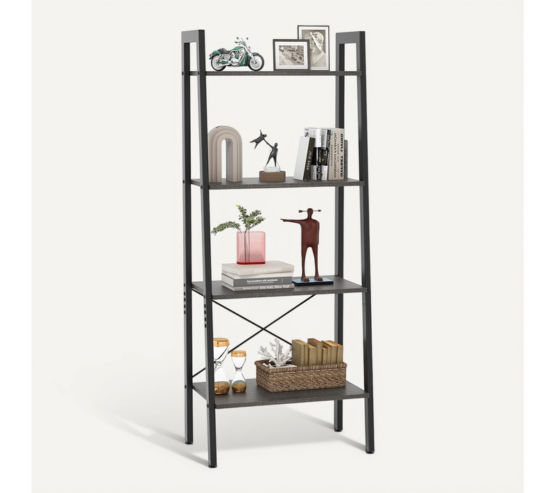 Étagère à 4 Niveaux, Bibliothèque Étagère De Rangement Avec Cadre ,56 X 34 X 138 Cm (brun Foncé)
