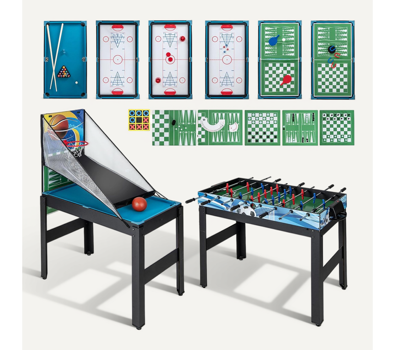 14 En 1 Baby-foot Avec Billard Et Bowling Et Basket-ball, Plateau Convertible, 109 X 58 X 152 Cm