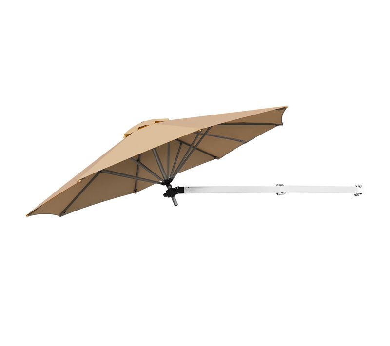 Parasol Mural En Aluminium Ø 250 Cm,parasol En Porte-à-faux De Balcon Avec Mât Réglable,café(beige)