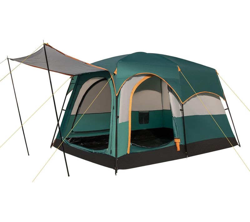 Tente De Camping Avec 2 Pièces Pour 4-6 Personnes, Tente Familiale Double Couchage Double