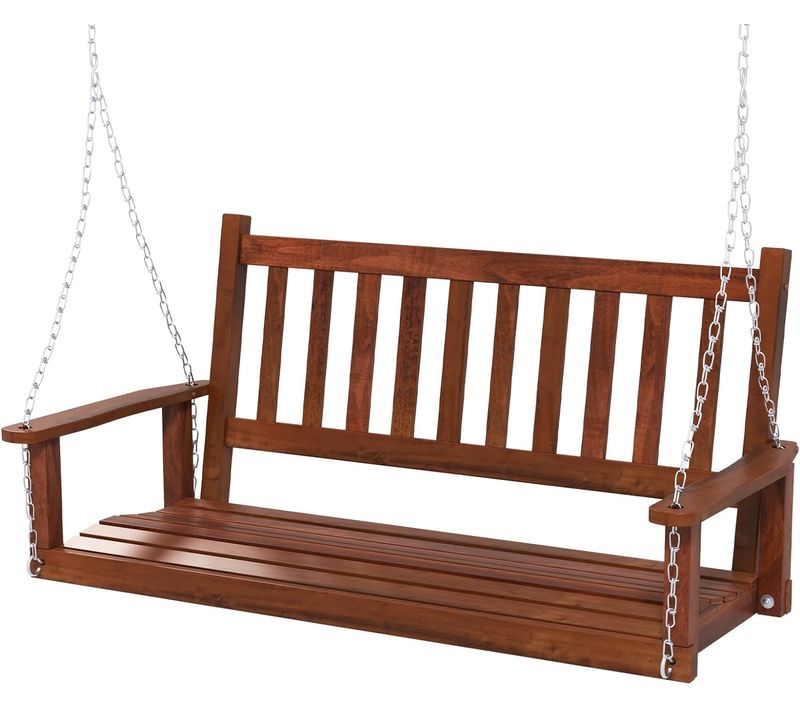 Balançoire De Porche Suspendue Pour 3 Personnes,banc Suspendu , Charge 360kg(marron,2 Places)