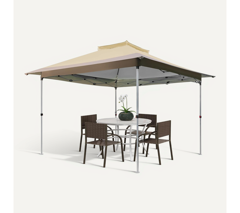 Tonnelle De Jardin Instantanée Double Toit 360x360cm, Tente Réception, Kaki