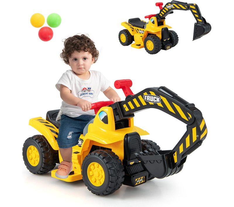 6v Tractopelle Enfants Électrique Avec Pelle Et Panier De Basket Pliable, Pelleteuse (excavateur)