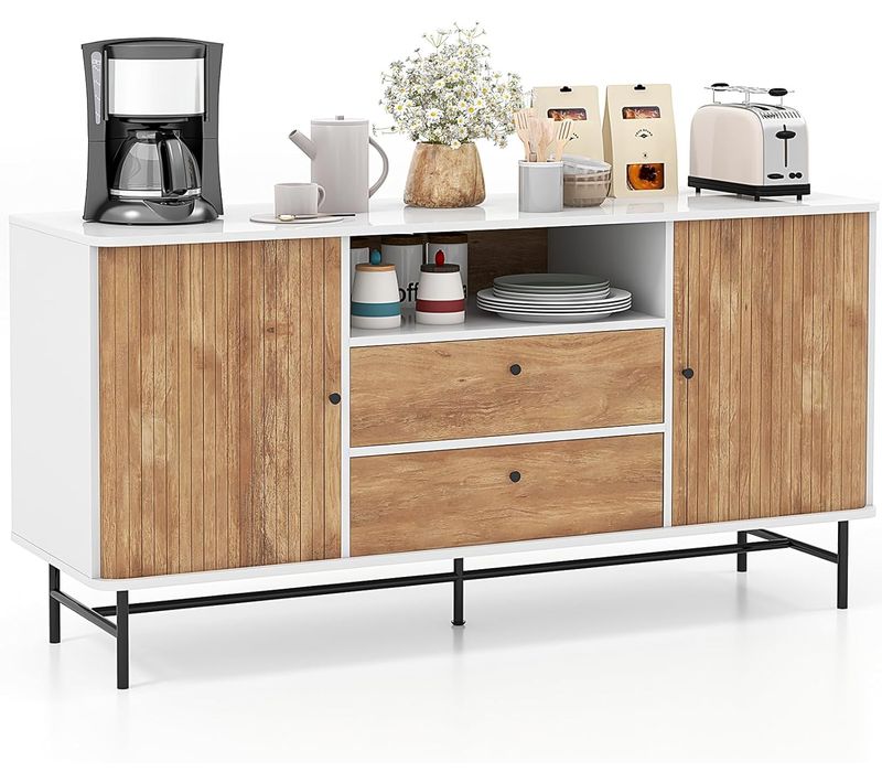 Buffet Cuisine, Armoire Cuisine Avec 2 Tiroirs, 2 Portes Coulissantes, Meuble TV , 150 X 45 X 74 Cm