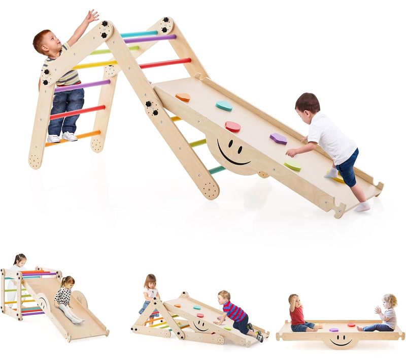 5 En 1 Échelle D'escalade Montessori Enfant，charge 60kg，pour Enfant De 3 Ans+,coloré