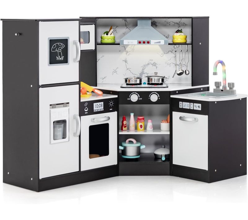 Cuisine D’angle Enfants Avec 16 Accessoires Et Son Et Lumière,jeu De Cuisine,pour Enfants De 3 Ans+