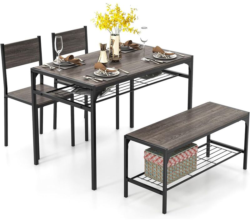 Ensemble Table Et Chaise Pour 4 Personnes, Table Cuisine, Table à Manger 110 X 65 Cm (gris)