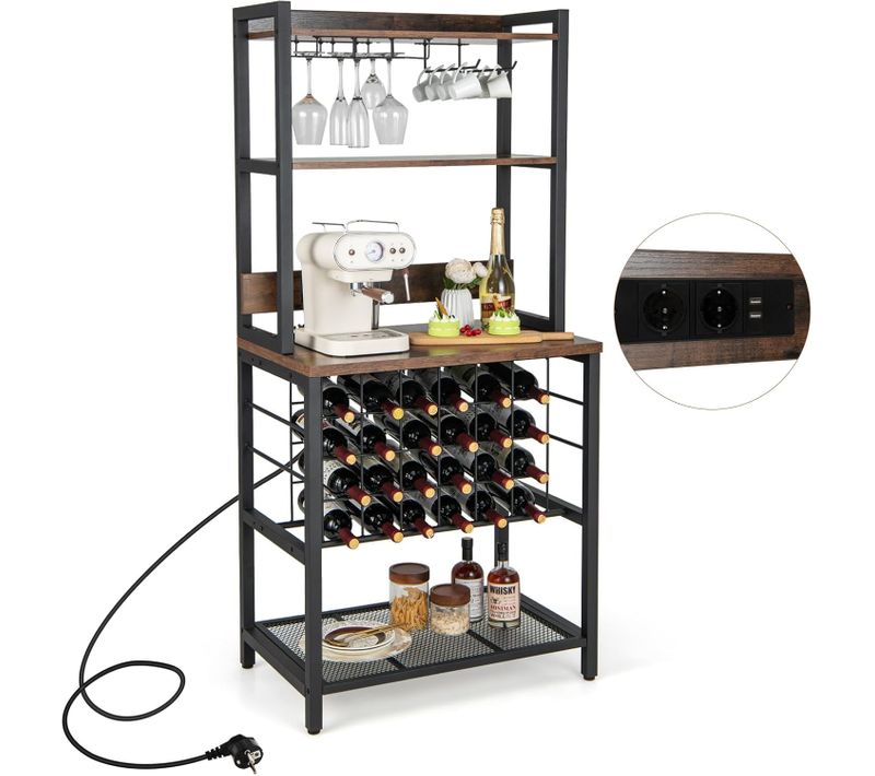 Casier à Vin Industriel De 24 Bouteilles,4 Étagères De Rangement,48 X 76 X 162,5 Cm,marron Rustique
