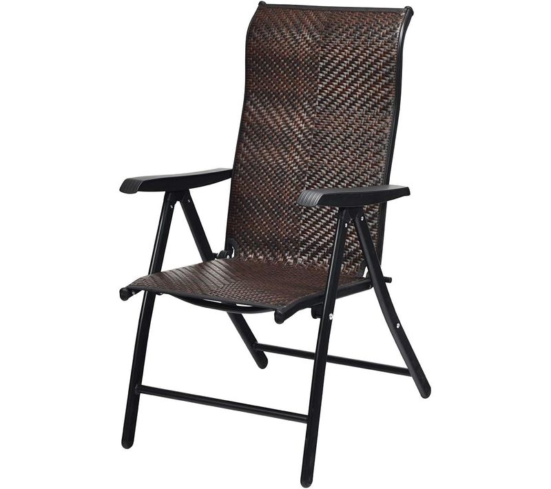 Chaise De Jardin Pliante En Rotin, Chaise De Salle à Manger Pour Patio,marron (1, 58 X 69 X 112 Cm)