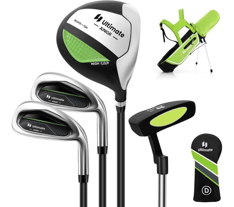 Ensemble Club De Golf Portable De 8 à 10 Ans, Capuche Anti-pluie Driver #1 Fers #7 Et #s (vert)