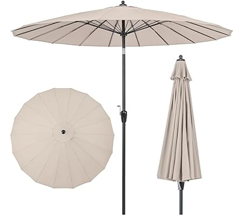 Parasol De Jardin, 18 Baleines, Manivelle Inclinaison (beige)
