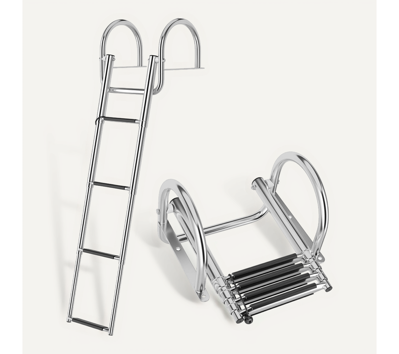 Échelle De Piscine Pliable à 4 Marches En Acier Inoxydable, Échelle De Securité Charge 227kg