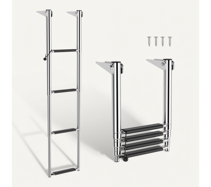 Échelle De Piscine Pliable à 4 Marches En Acier Inoxydable, Charge 227kg