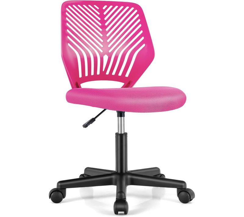 Chaise De Bureau Pivotante Enfants Avec Hauteur Réglable 77-89cm, Siège à Roulettes (rose)