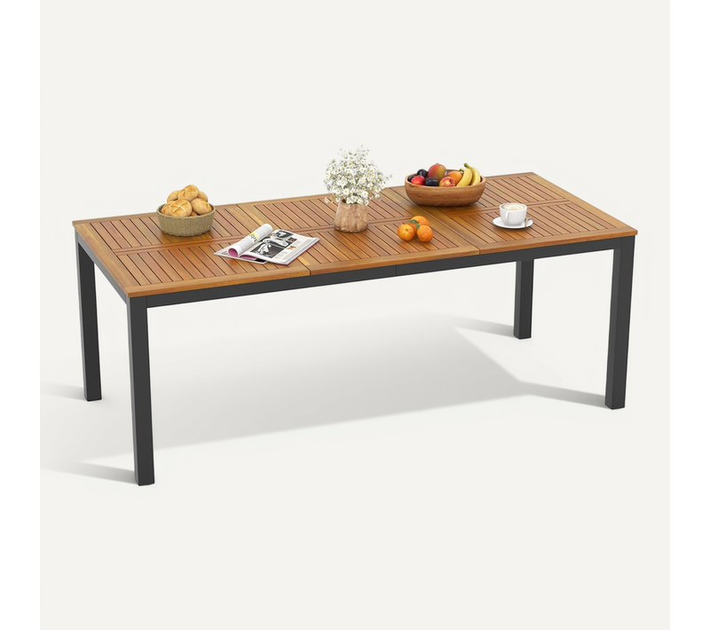Table De Jardin 200 Cm Pour 8 Personnes, Table Exterieur En Bois D’acacia, Table à Manger