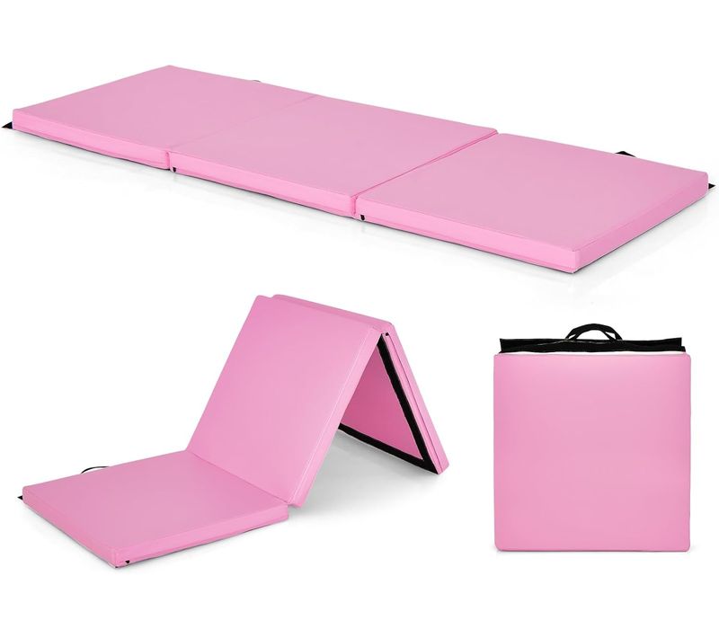 Tapis De Gymnastique Pliable Epais, Matelas D'entrainement En Mousse,180x60x5cm (rose)