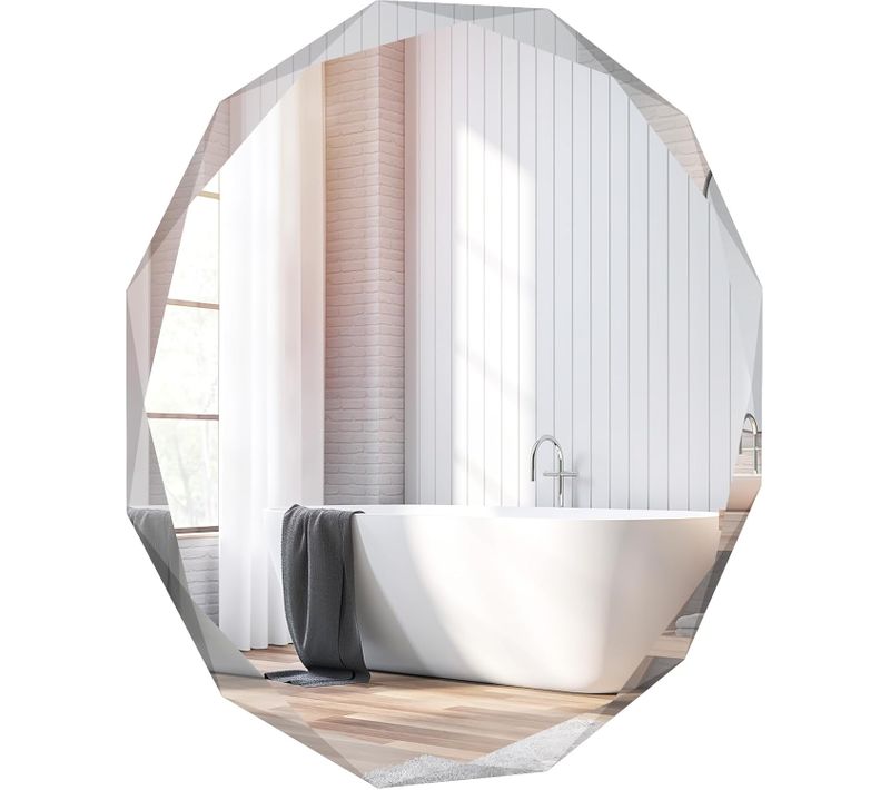 Miroir De Salle De Bain Antidéflagrant, Miroir Mural Rond Avec Bords Biseautés Uniques, 76 X 76 Cm