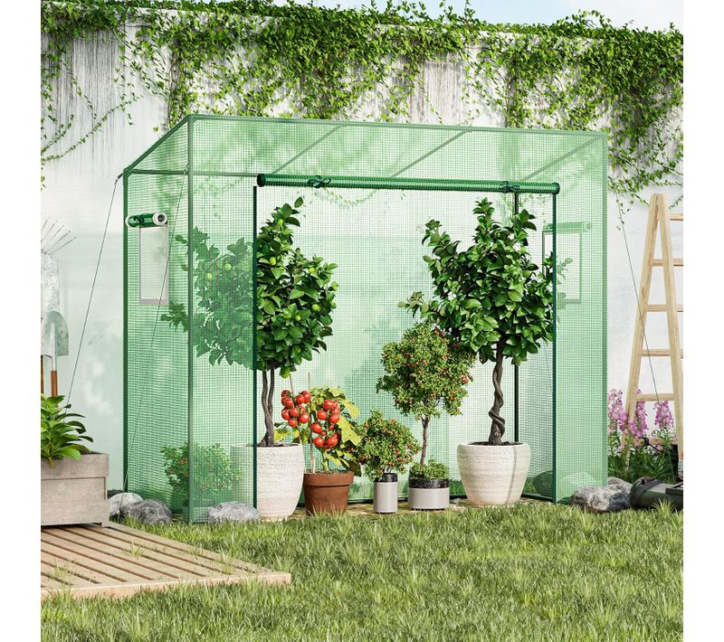 Mini Serre De Jardin Extérieure Avec Housse En Pe, Cadre En Métal 200x77x169 Cm