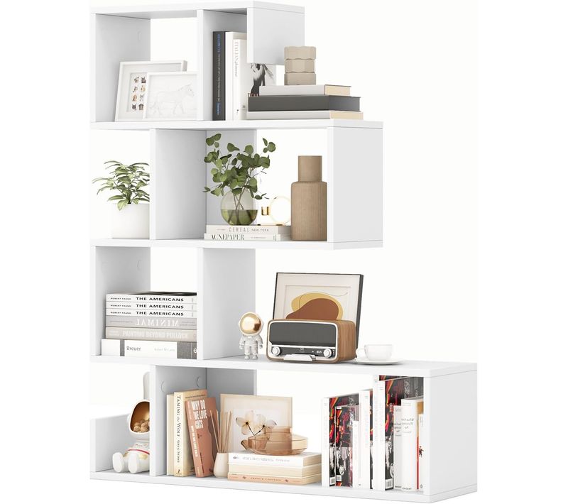 Bibliothèque à 5 Niveaux En Forme De S, Étagère De Rangement, Meuble Escalier(22x80x100 Cm,blanc)