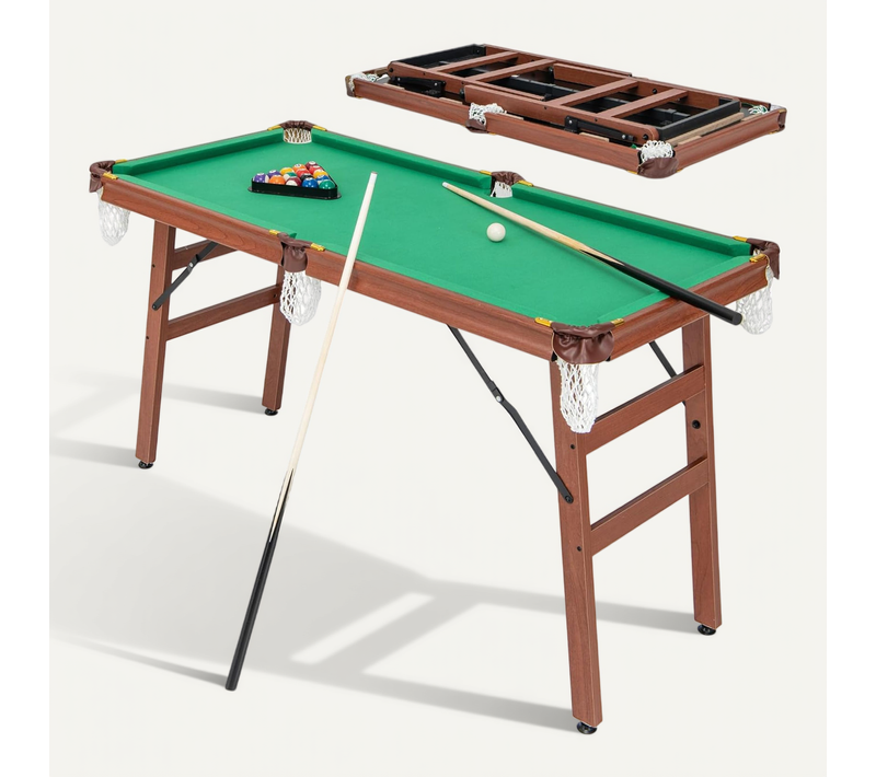 Table De Billard Pliable Avec Accessoires(2 Queues, 16 Boules, Brosse), 138 X 67 X 79,5 Cm