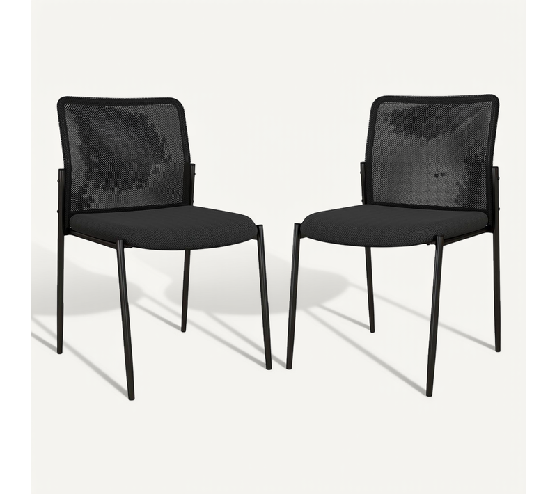 Lot De 2 Chaises De Salles De Réunion Empilables, Chaises Pour Bureau, Charge 150 Kg, Noir