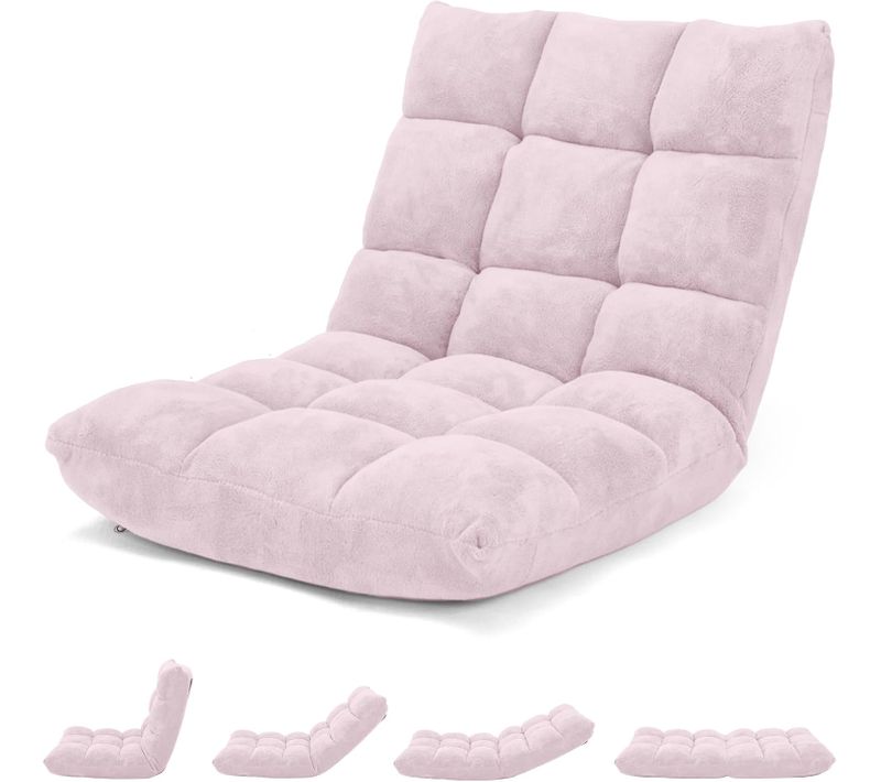 Canapé Paresseux Tatami Pliable Chaise De Plancher Coussin De Chaise De Lit Siège De Sol, Rose Clair