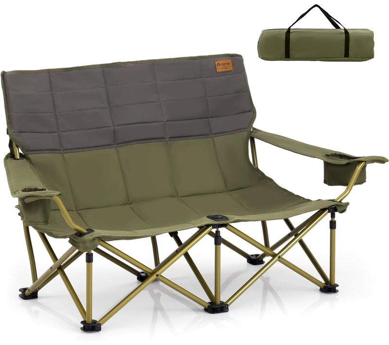 Chaise De Camping Surdimensionnée, Chaise Portable à 2 Places, Charge 300 Kg (vert,149 X 70 X 80 Cm)